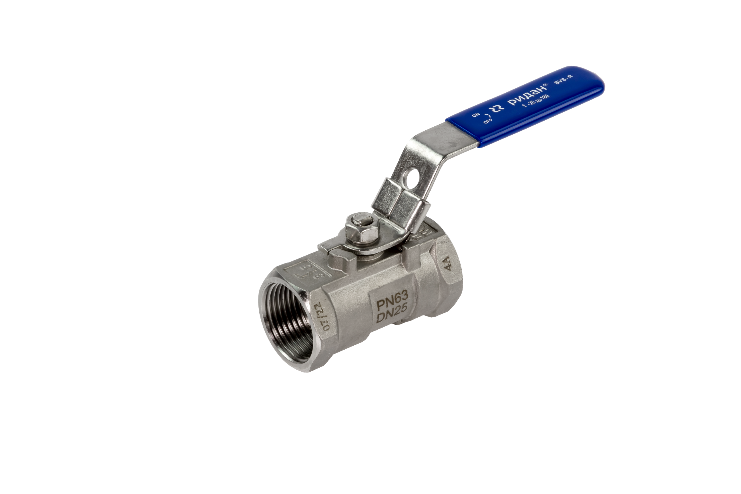 Ридан BVS-R 082X4600R — Шаровый кран резьбовой DN8 PN63, с рукояткой, корпус — коррозионностойкая сталь, шар — коррозионностойкая сталь AISI316; уплотнение по шару R-PTFE (15% C)